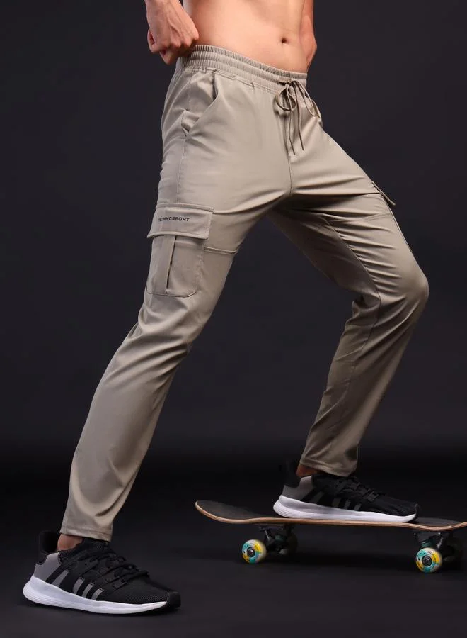 Technosport Men Solid Relaxed Fit Sports Cargo Trackpants